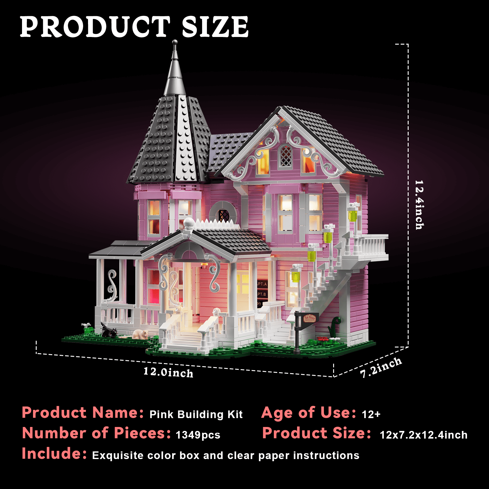 Pink Palace Apartment Building Block Set Halloween House Toys Children Christmas Gifts