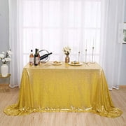 Kirsooku Gold Sequin Tablecloth Glitter Sparkly Iridescent Shimmer for Rectangle Table Cloth Decorations for Birthday Party Supplies Event Wedding Table Covers Table Skirt Decor