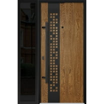 Front Exterior Prehung Steel Door / Deux 6678 Natural Oak / Side Exterior Window Sidelite / Entry Metal Modern Painted W36 12" x H80" Right hand Inswing