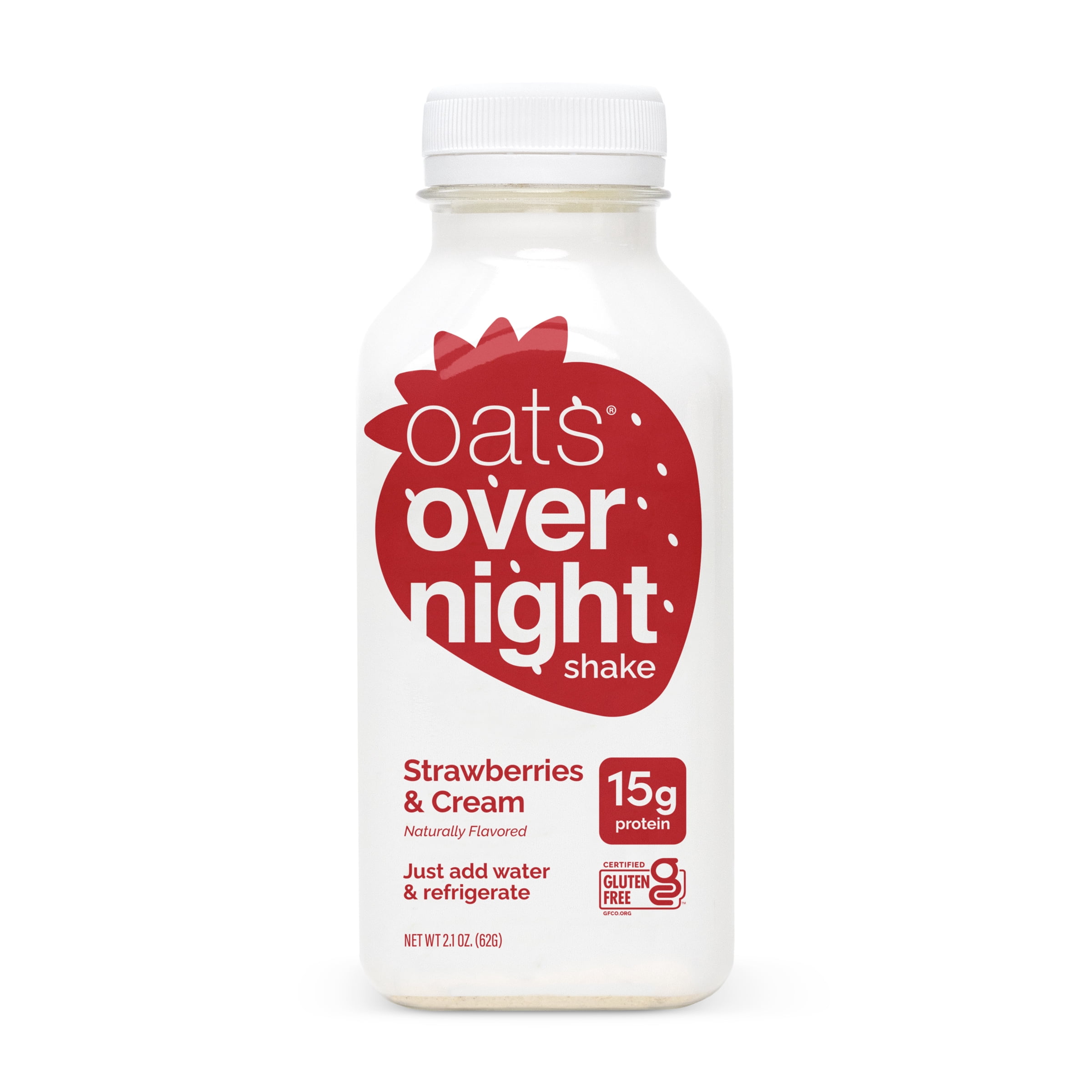 (10 pack) Oats Overnight Strawberries & Cream Protein Overnight Oatmeal Shake, 2.1 oz, 1 Count