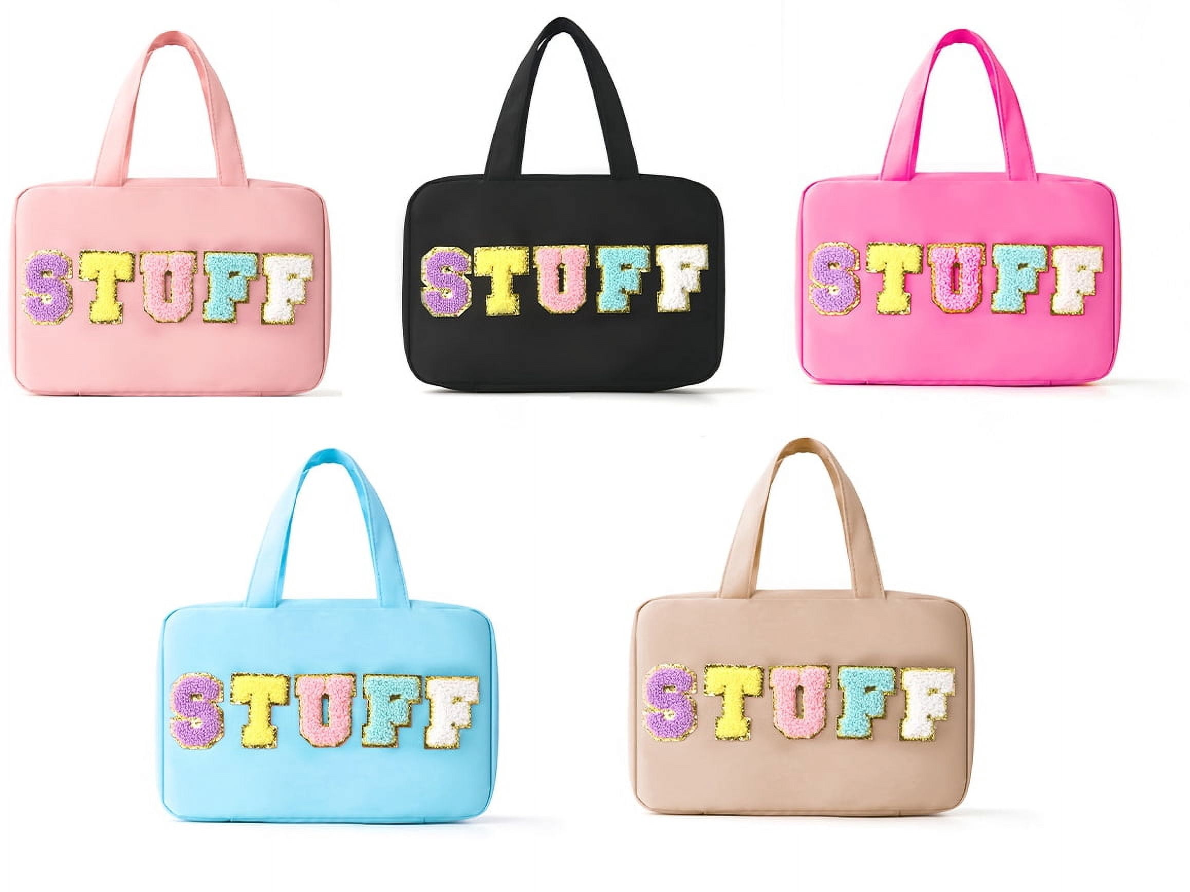 Chenille Letter Stuff Spacious Travel Toiletry Bag Essentials with Hanging Hook for women, Portable Hanging Organizer for Travel-Sized Shampoo , Waterproof for Travel makeup Accessories Gift