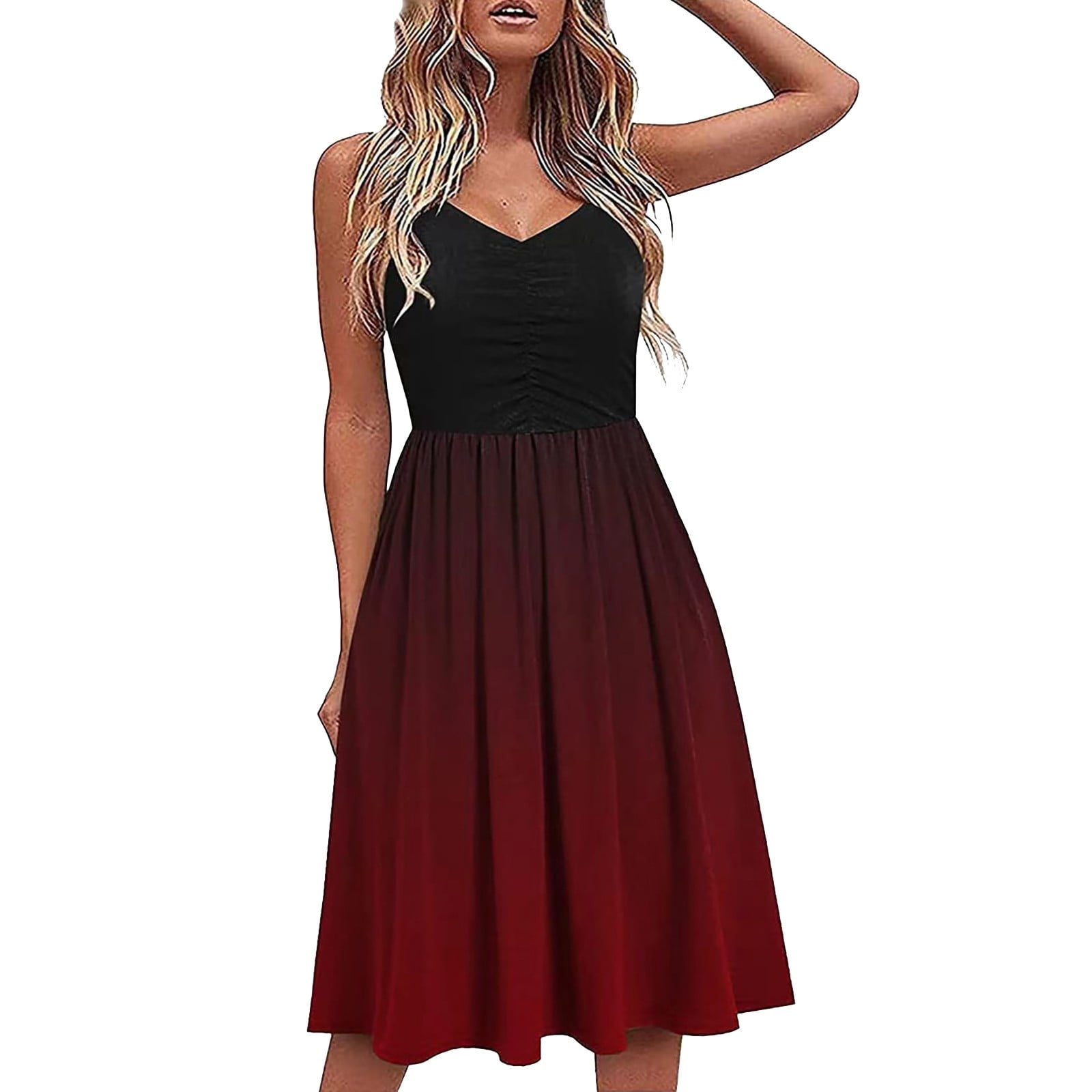 Summer Dresses 2023 Maxi Tie Dye Gradual Suspender Skirt Maxi Dress