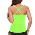 thumbnail image 4 of EliteGoogv Women's Tankini Top V Neck Wide Strap Beachwear Stretchy Solid Color Swimwear Water Sports Surfing Pool Party Bathing Suits,Green,2XL, 4 of 5