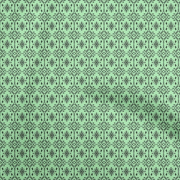 oneOone Polyester Spandex Mint Green Fabric Tribal Quilting Supplies Print Sewing Fabric By The Yard 56 Inch Wide