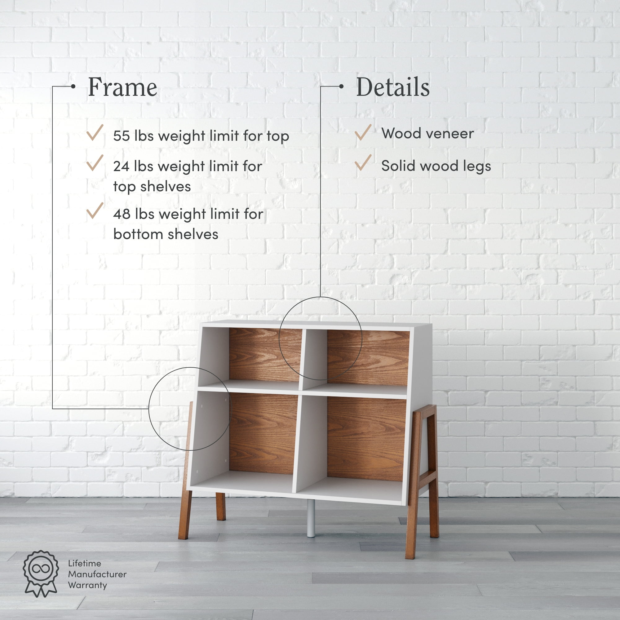 Nathan James Telos Glossy White and Brown Angled Design 4-Cube