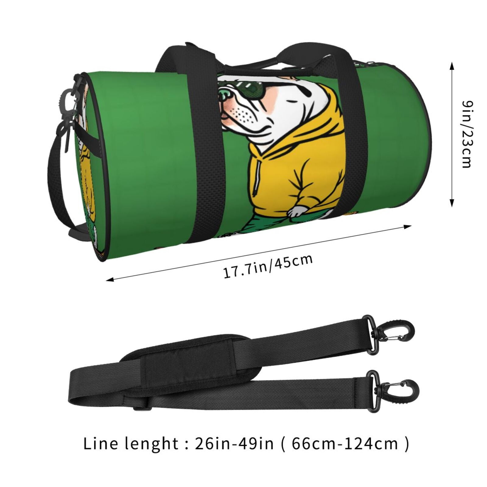 Vsdgher Cool Skateboarding Bulldog 45L Foldable Duffel Bag, Sports Gym Bag,Overnight Bag, Portable Weekender Bag for Airplanes