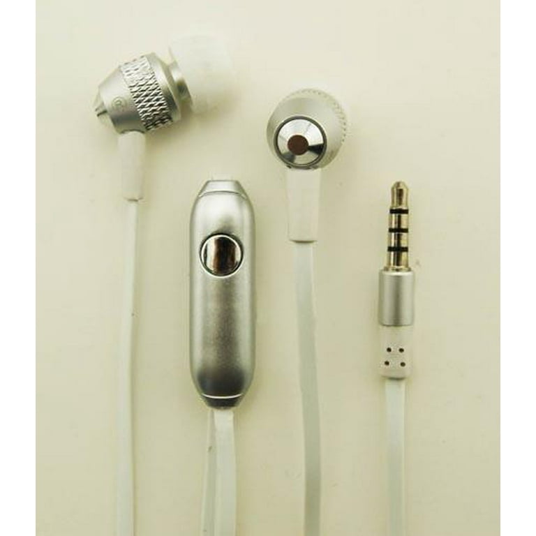 Super Bass Noise-Isolation Stereo Earbuds/ Earphones for Sharp Aquos S3,  Aquos S3 Mini (White) - w/ Mic + MND Stylus