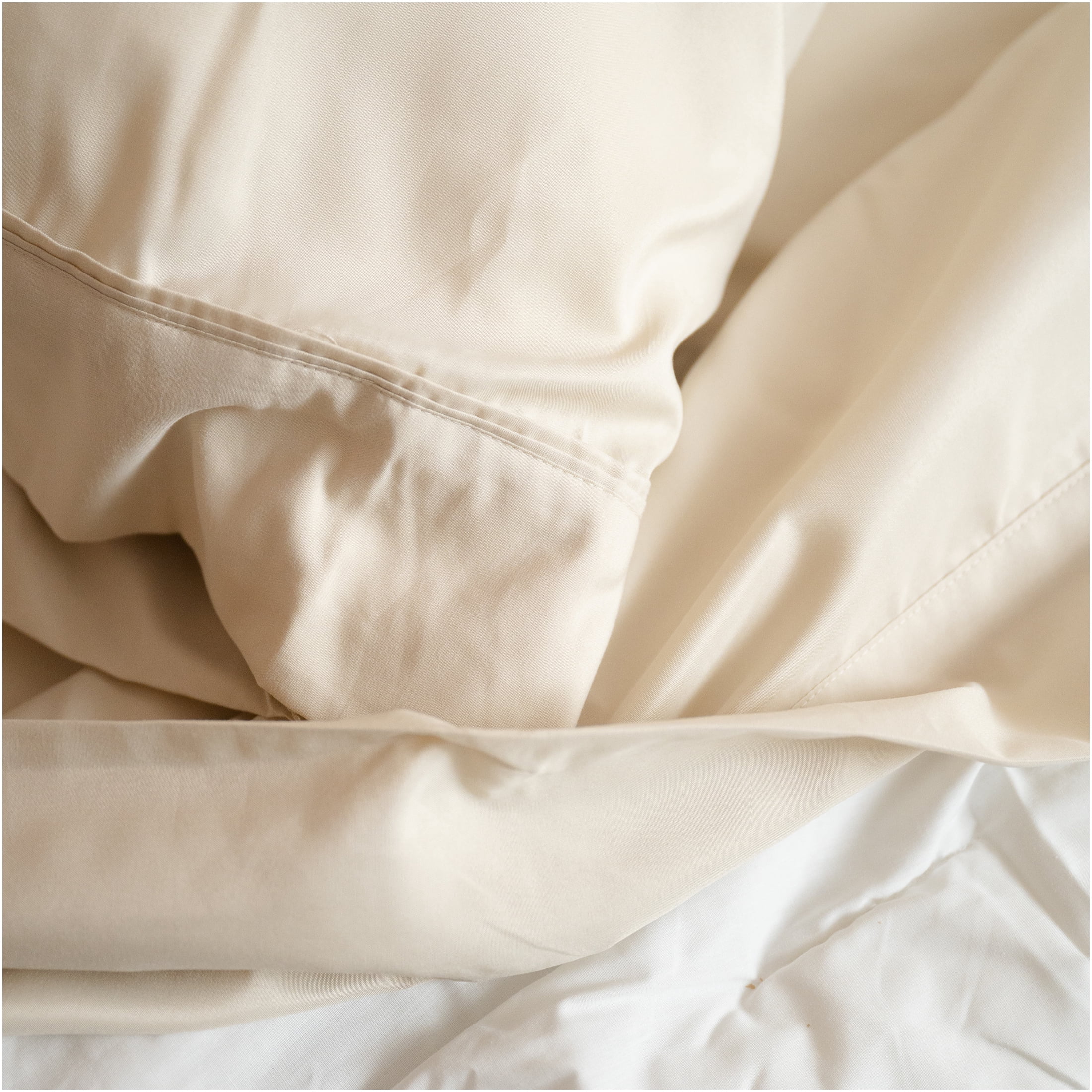 JERFIT Cream Bamboo Twin XL Sheets 4PC Set, Hypoallergenic Thermoregulating Cooling Bed Sheets, Deep Pocket 6-18 Inch, Soft Breathable Wrinkle Resistant
