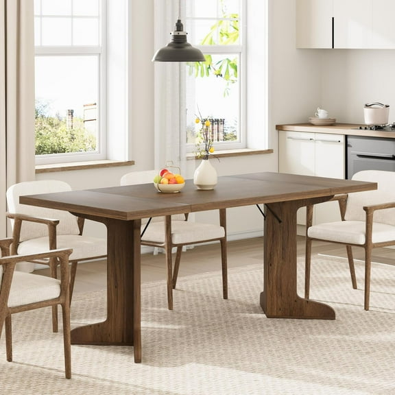Studyset 71" Large Dining Table for 6 to 8 People, Rectangle Dining Table with Unique Wooden Legs, Modern Dinner Table for Kitchen, Dining Room & Living Room, Walnut