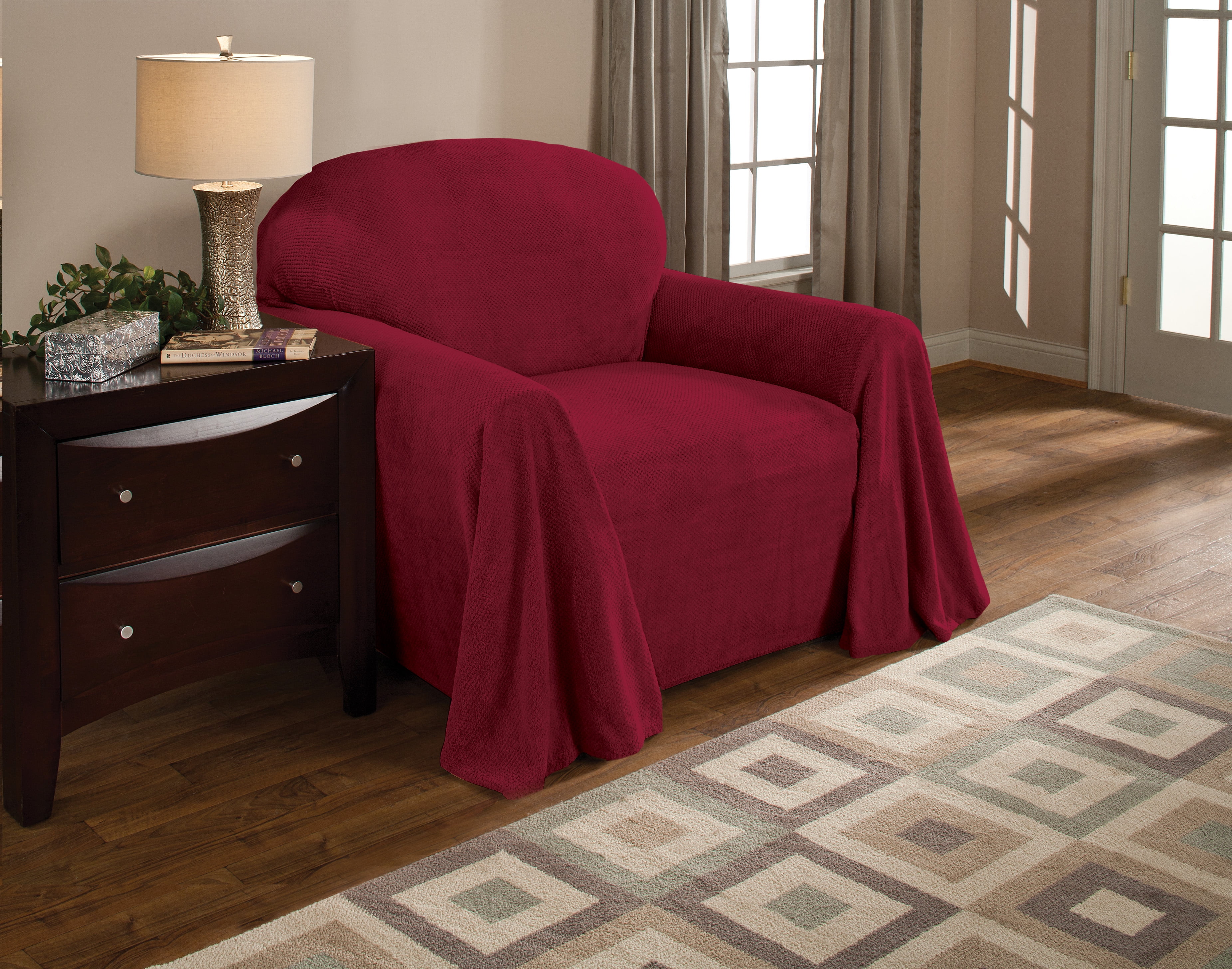 Innovative Textile Solutions 1Piece Coral Throw Chair Slipcover, Burgundy