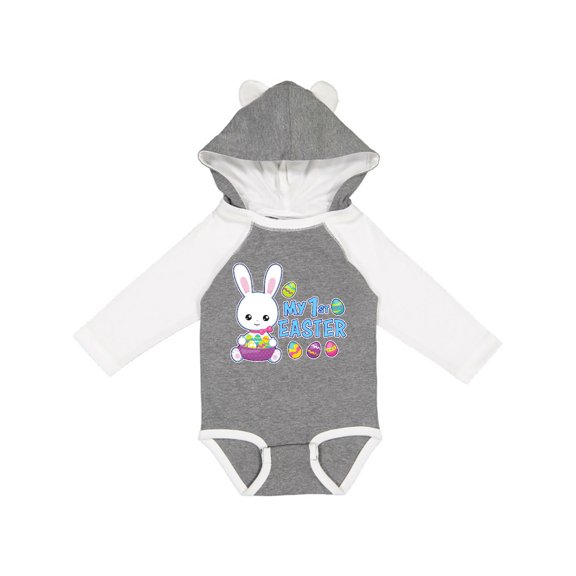 Inktastic My 1st Easter with Bunny and Easter Basket Boys Long Sleeve Baby Bodysuit