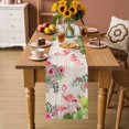 thumbnail image 2 of Pink Flamingos Table Runner 70 Inches, Summer Tropical Flowers Cactus Wooden Bed Runner Dresser Scarves Tabletop for Indoor Outdoor Parties/Ceremony/Banquet, 13" x 70", 2 of 9