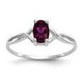 thumbnail image 1 of 14K White Gold Ring Band Birthstone (01) January Garnet (Rhodolite) Oval Red, Size 9, 1 of 5