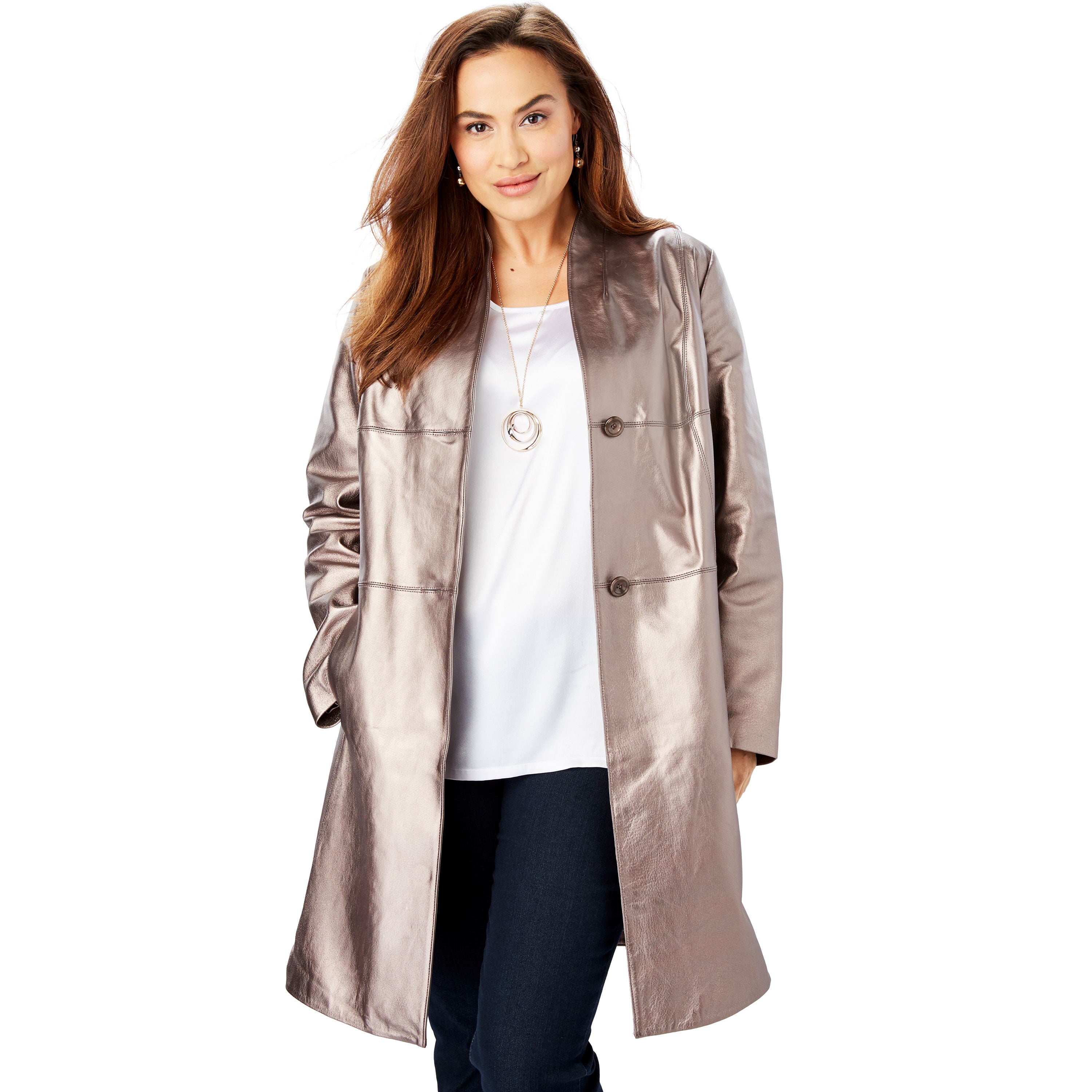 Jessica London Jessica London Women's Plus Size Leather Swing Coat