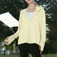 thumbnail image 2 of Caywon Women's Long Sleeve Round Neck Solid Color Casual Sun Protection Top Long Sleeve Casual Coat for Outdoor Sports Travel Yellow Free Size, 2 of 4