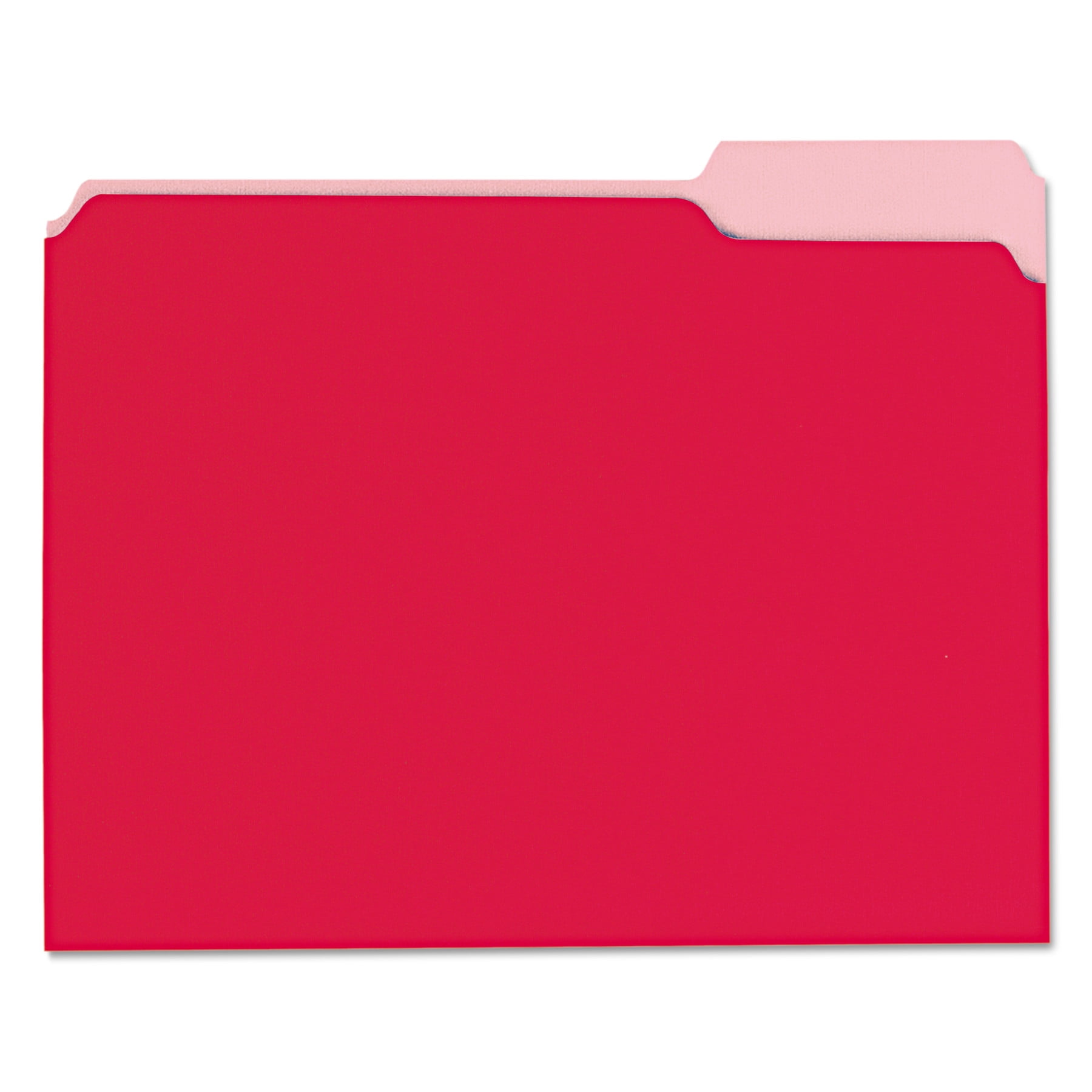 Interior File Folders, 1/3Cut Tabs, Letter Size, Red, 100/box Bundle