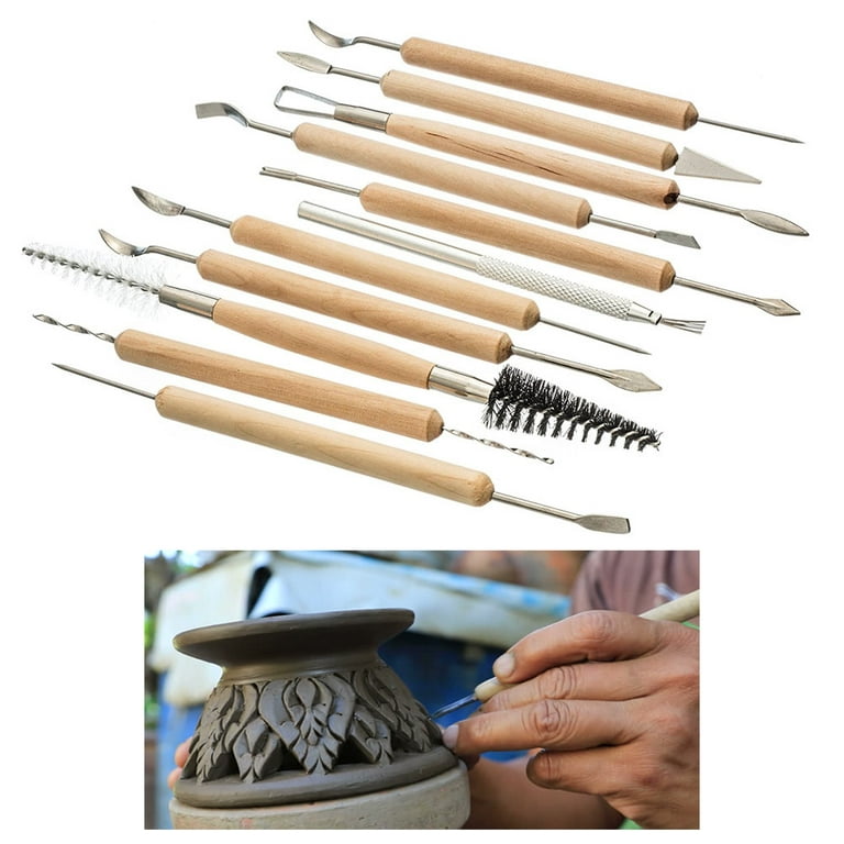 Wax Carving Tools - 10pcs Stainless Steel Wax Carvers Set Sculpture Chisel Tools Double-Ended Pottery and Polymer Clay Tools and Carrying Case