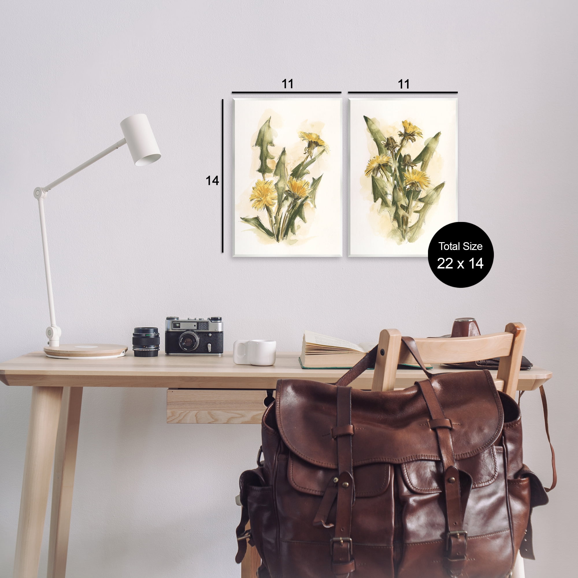 Stupell Industries Dandelion Watercolor Sketch Plants & Flowers Painting Unframed Art Print Wall Art, 11 x 14, Set of 2