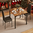 thumbnail image 4 of Dining Table Set for 2, 3 Piece Kitchen Table Set with 2 Upholstered PU Leather Chairs for Dining Room, Living Room, Apartment, Small Space, Retro, 4 of 10