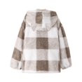 thumbnail image 5 of EnJoCho Girls Fleec𝖾 Sher𝗉a Jacket Full Zip Hooded Plaid Winter Fall Coat Warm Soft Cozy Lined Outerwear Pockets Cute Clothes Kids Girls Jacket Coat 8-14 Years, 5 of 8