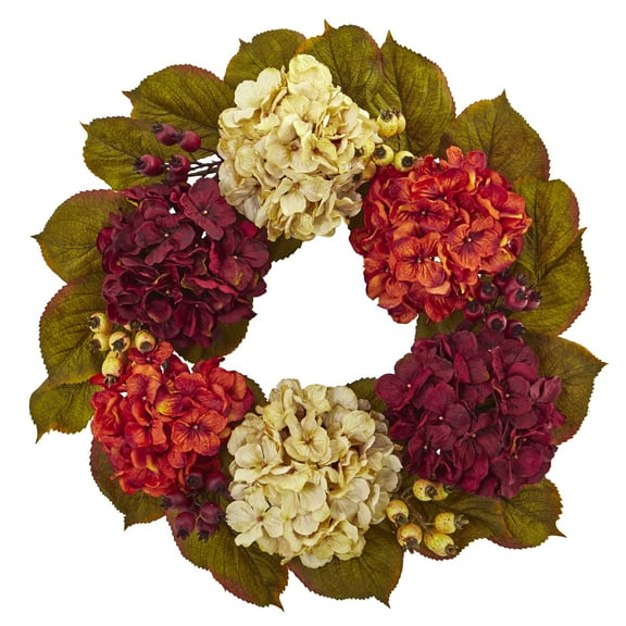 Nearly Natural 4273 20 in. Hydrangea Berry Artificial Wreath