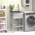 thumbnail image 7 of Stainless Steel Utility Sink, Free Standing Single Bowl Sink with Cold and Hot Water Pipe and Faucet for Laundry Room Kitchen Restaurant Garage, 7 of 7