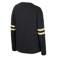 thumbnail image 3 of Women's Colosseum  Black Colorado Buffaloes Oversized Violet Distressed V-Neck Long Sleeve T-Shirt, 3 of 3