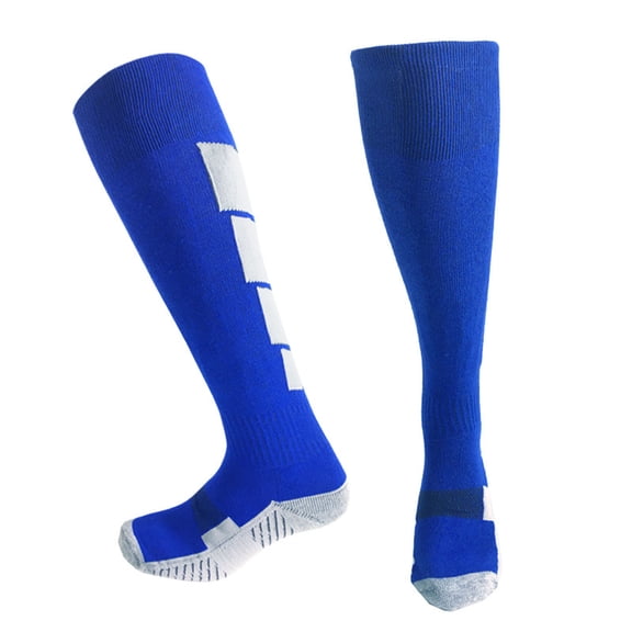 DAETIROS Unisex Youth Over the Calf Cotton Non Slip Grip Socks for Boys Girls Teens - Blue Athletic Socks for Soccer Football Baseball 1 Pair,Size 6-13T