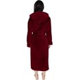 thumbnail image 5 of ER Albornoz de forro polar con capucha para mujer - albornoz de felpa, verde militar, M, rojo vino Rojo Verde, 5 of 5