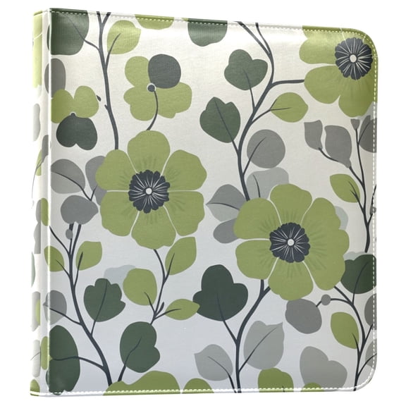 FORMRS 3 Ring Photo Album 4"x6" Self Adhesive Large Capacity PU Leather Cover, Retro Flower Print