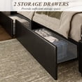 thumbnail image 3 of ANPOO Queen Wood Bed Frame with 51.2" Tall Tufted Headboard & Roman Column Design, Sturdy Platform Bed with 2 Drawers & LED Light & Wooden Slats Support, No Box Spring Needed, 1000 lbs Capacity, 3 of 9