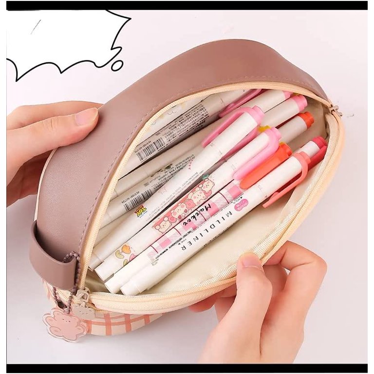 Kawaii Pencil Case Aesthetic Cute Pencil Case for Girls Clear Large Pencil  Pouch Kawaii School Supplies for Teen Girls (Brown Bear)