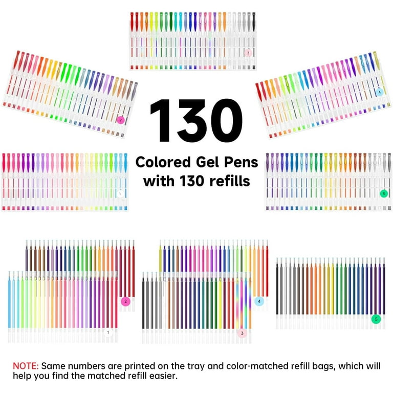 Shuttle Art Gel Pen Set 260 Pack with 130 Colored Gel Pens and 130