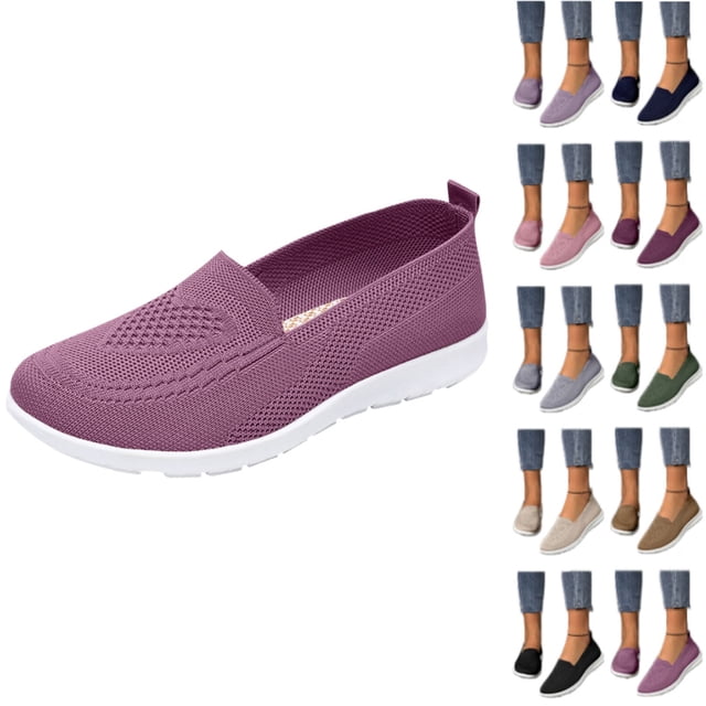 longantii Womens Orthopedic Shoes Arch Support Slip on Non Slip Work Shoes Lightweight Mesh Stretch Work Shoes Comfortable 2026 Orthopedic Shoes Purple