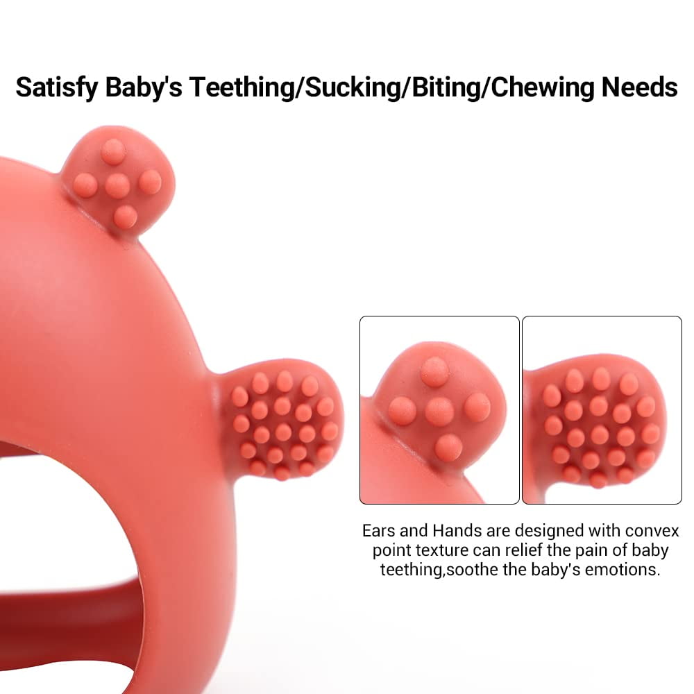 Baby Teething Toys, Silicone Baby Teether Toy for Infants 3+ Months, Never Drop Silicone Baby Mitten Teether for Soothing Teething Pain Relief, Baby Chew Toys for Sucking Needs, BPA Free