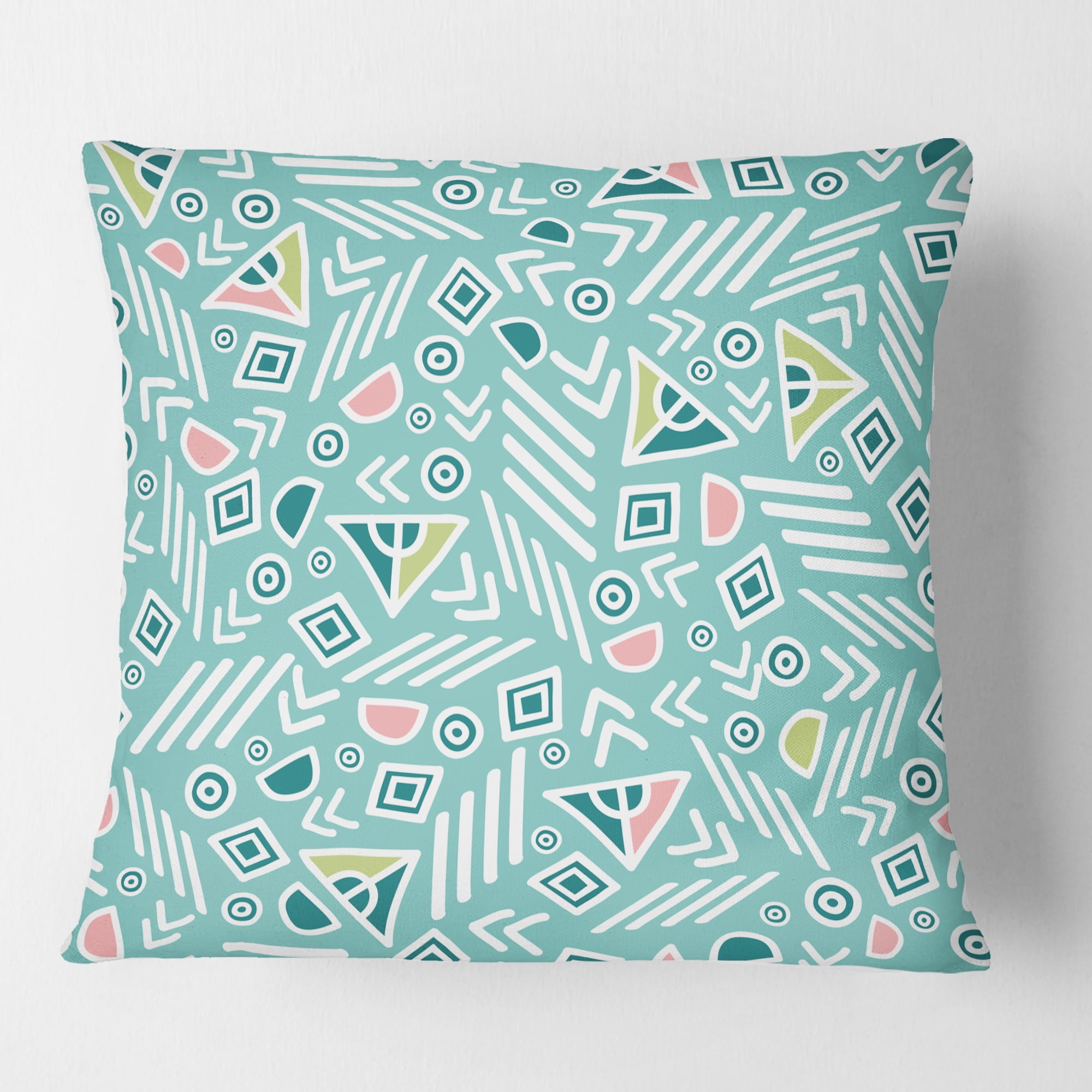 Designart Pastel Tribal Retro Pattern' Mid-Century Modern Throw Pillow - 18x18