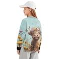 thumbnail image 2 of Xoenoiee Highland Cattle Butterfly Flower Print Girls Oversized Sweatshirt Long Sleeve Crewneck Pullover Casual Soft Fleece Top for Fall Winter Fashion Y2K Outfits, 13-14 Years, 2 of 7