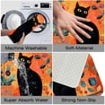 thumbnail image 2 of 1pc Black Cat with Floral Absorbent Non-Slip Bathroom Thickened Flannel Rug Decor,Soft,Quick Drying,Suitable For Indoor/outdoor Use,Bathrooms,Bedrooms,Kitchens,Terrace,Laundry Rooms,16"x24", 2 of 9