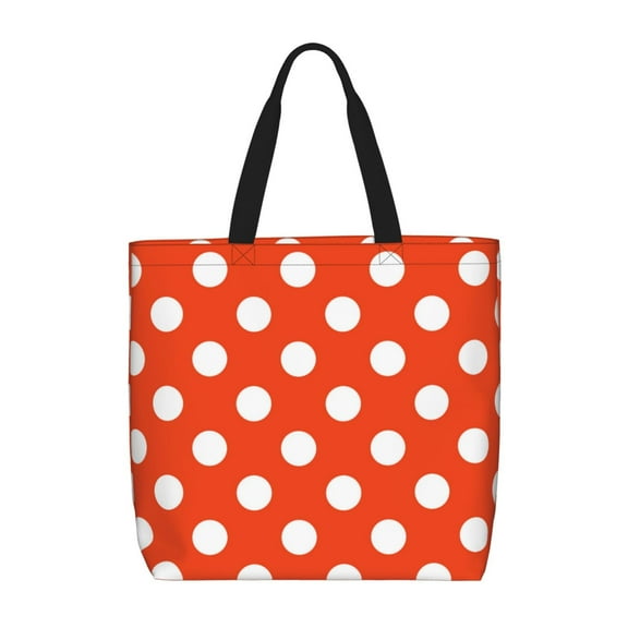 Pofeuu Orange And White Polka Dot1 Print Tote Bag for Women,Hobo HandBags with Zipper,Large Capacity Casual Shoulder Handbags with Inner Pockets