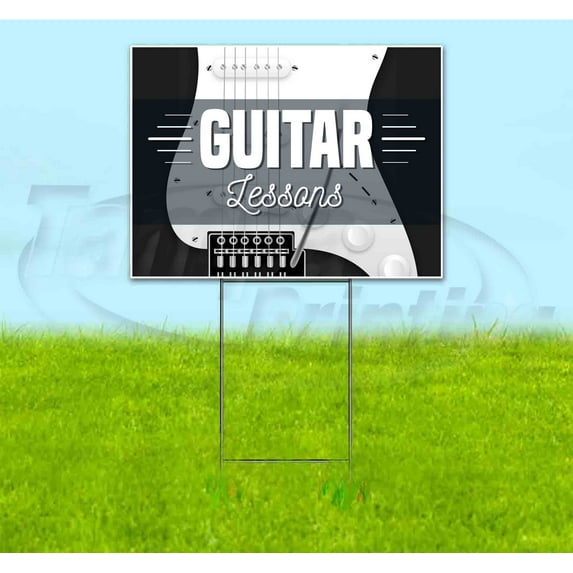 Guitar Lessons (18" x 24") Yard Sign, Includes Metal Step Stake