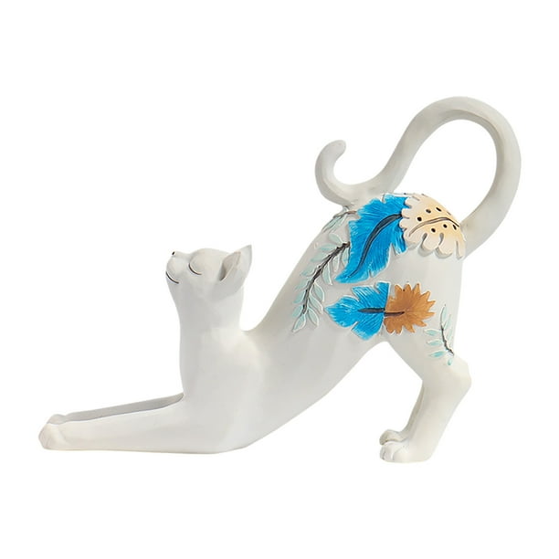 Elegante Estatua De Gato Blanco Estatua De Gato De Resina Hecha A Mano Adecuada Decoración Del Hogar Sala De Estar Estudio Y Decoración De Escritorio