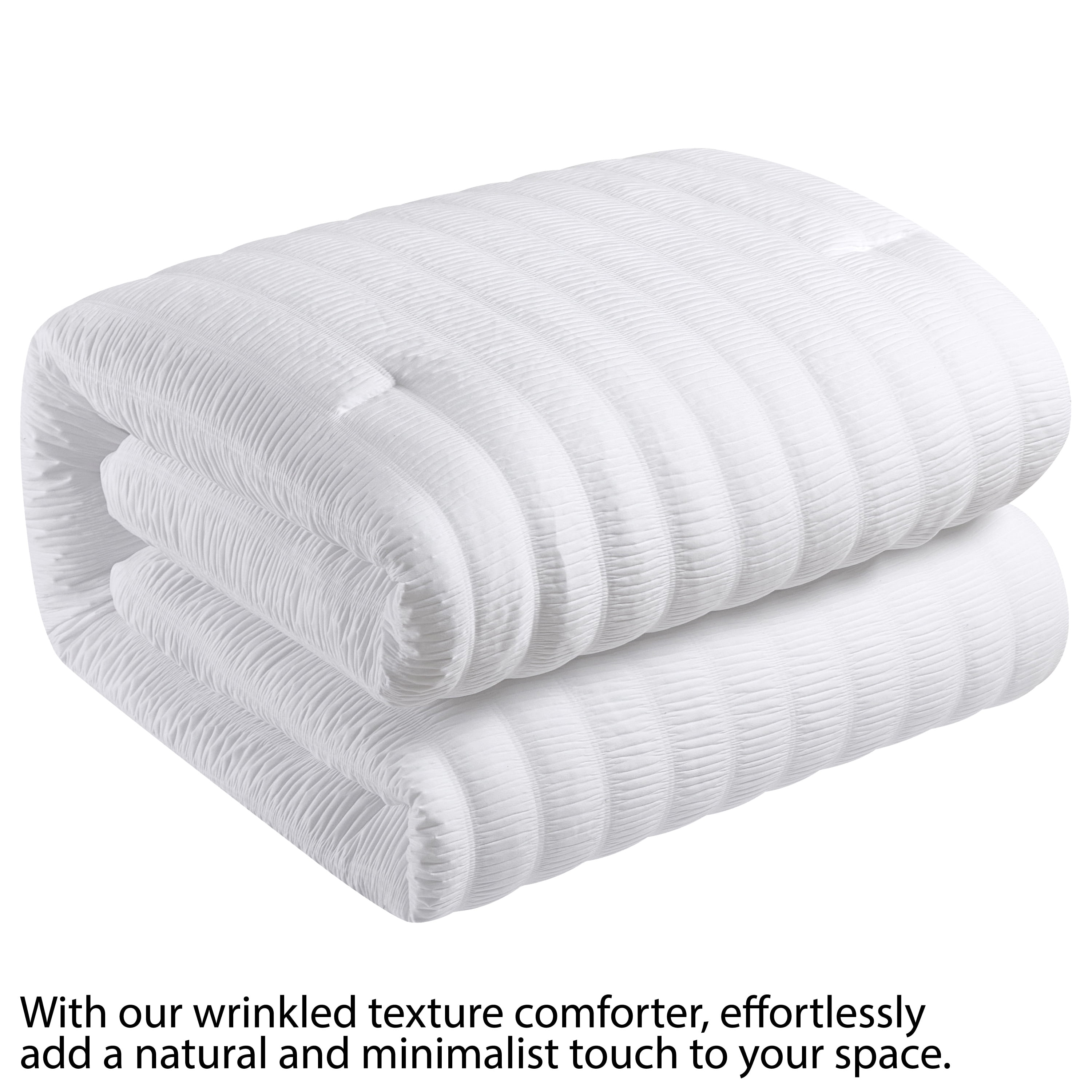 Style House White Crinkle Comforter for Teens Adults Seniors, King