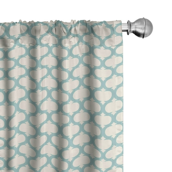 Ambesonne Aqua Curtains, Mesh Curvy, Pair of 28"x63", Seafoam Cream