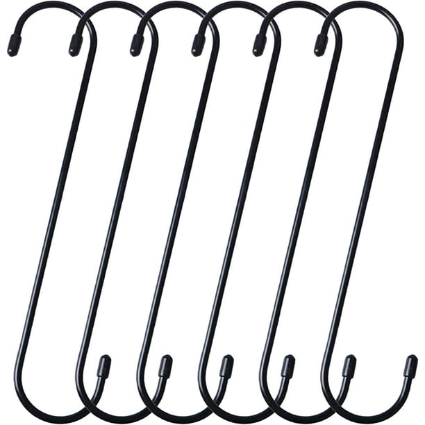 6 Pcs 25cm Extra Long Hanging Basket Hooks Black Heavy Duty Hooks Plant
