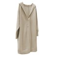 thumbnail image 4 of Long Fuzzy Cardigan for Women Oversized Open Front Solid Color Hooded Sweater Long Sleeve Soft Cozy Warm Trendy Coat, 4 of 4