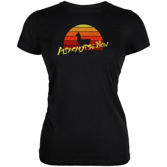Alpacalypse Now Alpaca Parody Juniors Soft T Shirt Black SM