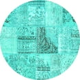 thumbnail image 1 of Ahgly Company Indoor Round Patchwork Turquoise Blue Transitional Area Rugs, 8' Round, 1 of 4