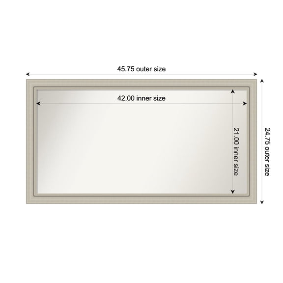 Amanti Art Custom Wall and Bathroom Mirror (24.75 x 45.75 in.), Romano Silver Narrow Frame