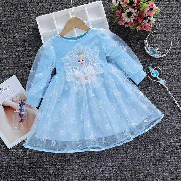 Vestidos de princesa para niñas con mangas voladoras Ropa para niños Frozen Elsa Vestidos de fiesta para bebés Niños Rh Vestido de verano zhangmengya unisex