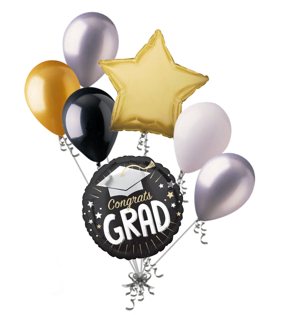 7 pc Congrats Grad Glasses Balloon Bouquet Happy Graduation Congratulations 